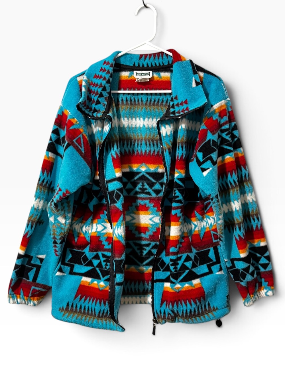 Lake Matley Adult Unisex Aztec Long Sleeve Full Zip Seam Pocket Fleece Jacket